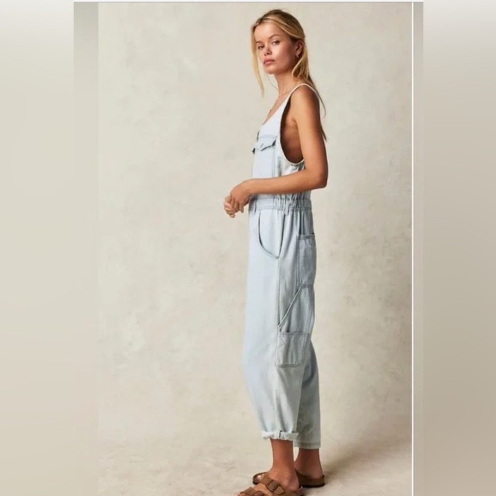 Free People Light Blue Denim Utility Jumpsuit - Picture 3 of 8